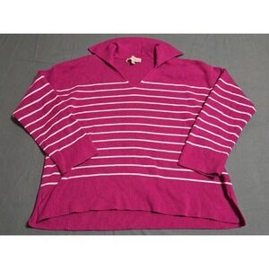 Philosophy Pink White Striped Collared Sweater‎ V-Neck Size XL